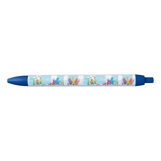 Sesame Pals die langs Sesamstraat lopen Patroon Blauwe Inkt Pen (Voorkant)