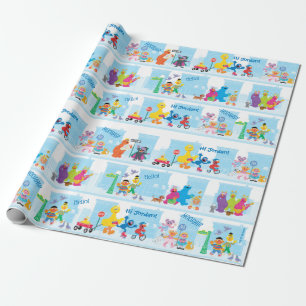 Sesame Pals die langs Sesamstraat lopen Patroon Cadeaupapier