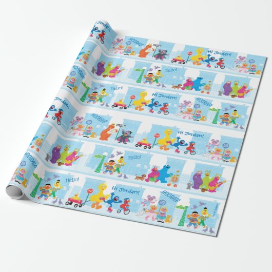 Sesame Pals die langs Sesamstraat lopen Patroon Cadeaupapier (Uitgerold)