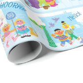 Sesame Pals die langs Sesamstraat lopen Patroon Cadeaupapier (Rol Hoek)