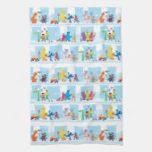 Sesame Pals die langs Sesamstraat lopen Patroon Theedoek (Verticaal)