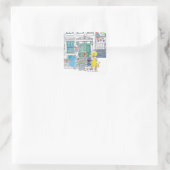 Sesame Pals Doodley Grafisch Vierkante Sticker (Tas)