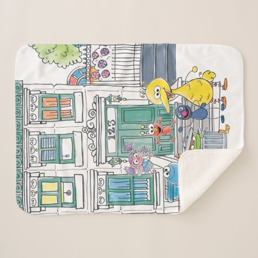 Sesame Pals Doodley Graphic Sherpa Deken (Voorkant (horizontaal))