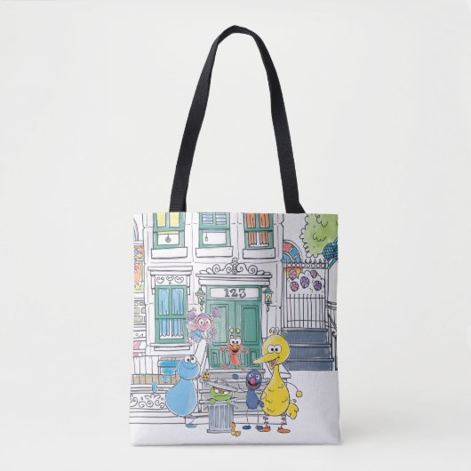 Sesame Pals Doodley Graphic Tote Bag (Voorkant)