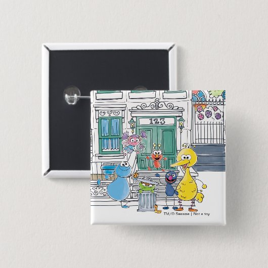 Sesame Pals Doodley Graphic Vierkante Button 5,1 Cm (Voorkant /achterkant)