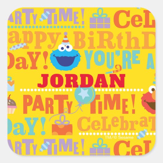 Sesame Pals Feestpatroon Vierkante Sticker (Voorkant)