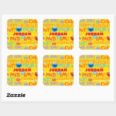 Sesame Pals Feestpatroon Vierkante Sticker (Vel)