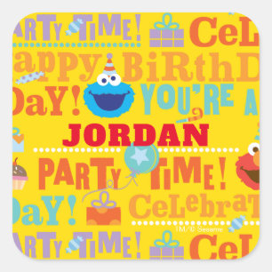 Sesame Pals Feestpatroon Vierkante Sticker