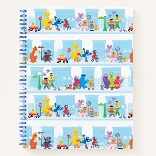 Sesame Pals loopt langs Sesamstraat Pattern Notitieboek (Voorkant)