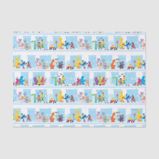 Sesame Pals loopt langs Sesamstraat Pattern Tissuepapier (Voorkant)