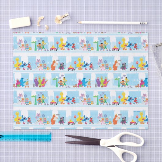 Sesame Pals loopt langs Sesamstraat Pattern Tissuepapier (Craft)
