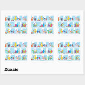 Sesame Pals Lopen Langs Sesame Straat Patroon Vierkante Sticker (Vel)