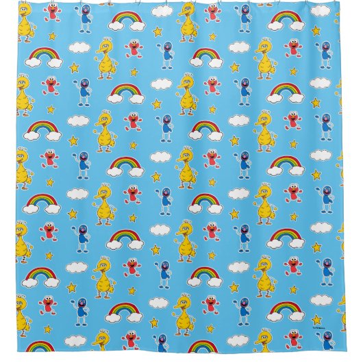 Sesame Pals Rainbow Doodley Pattern Douchegordijn (Voorkant)