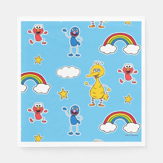 Sesame Pals Rainbow Doodley Pattern Servet (Voorkant)