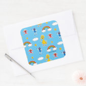 Sesame Pals Rainbow Doodley Pattern Vierkante Sticker (Envelop)