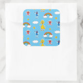 Sesame Pals Rainbow Doodley Pattern Vierkante Sticker (Tas)