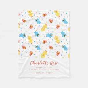 Sesame Pals White Polka Dot Geboorte Statistieken Fleece Deken