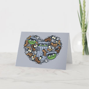 Sesame Sesame Oscar de Gruwelaar Doodle Hart Feestdagen Kaart
