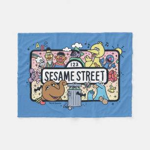 Sesame Sesame Sesame Vrienden Doodle Bord Fleece Deken