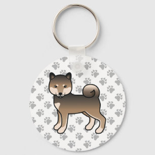 Sesame Shiba Inu Liefdevolle Tekenfilm Hond & Poot Sleutelhanger