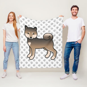 Sesame Shiba Inu Schattige Cartoon Hond En Pootjes Fleece Deken