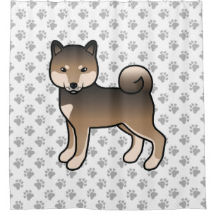 Sesame Shiba Inu Schattige Cartoon Hond & Pootjes Douchegordijn