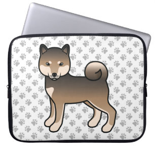 Sesame Shiba Inu Schattige Cartoonhond Illustratie Laptop Sleeve