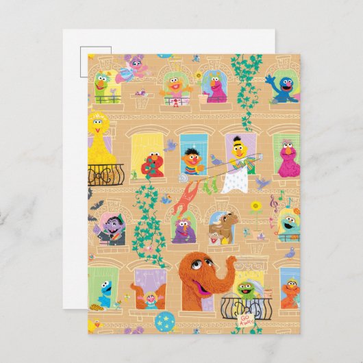 Sesame Street Apartment Windows Pattern Briefkaart (Voorkant / Achterkant)