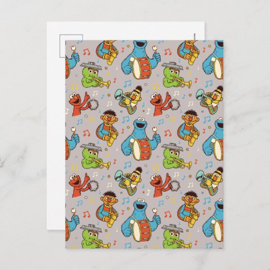 Sesame Street Band Gray Pattern Briefkaart (Voorkant / Achterkant)