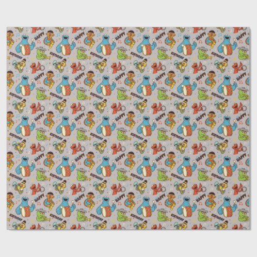 Sesame Street Band Gray Pattern Cadeaupapier (Vlak)