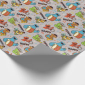 Sesame Street Band Gray Pattern Cadeaupapier (Hoek)