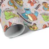 Sesame Street Band Gray Pattern Cadeaupapier (Rol Hoek)