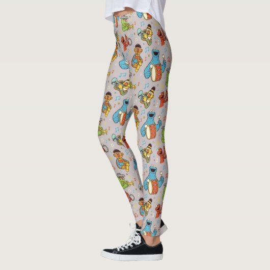 Sesame Street Band Gray Pattern Leggings (Links)