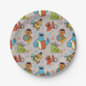 Sesame Street Band Gray Pattern Papieren Bordje (Voorkant)