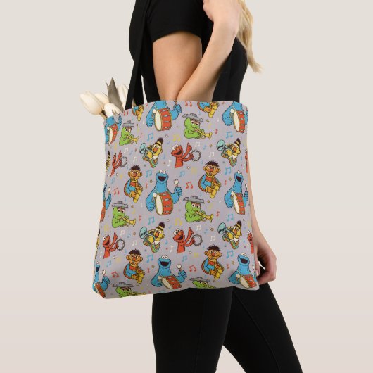 Sesame Street Band Gray Pattern Tote Bag (Dichtbij)