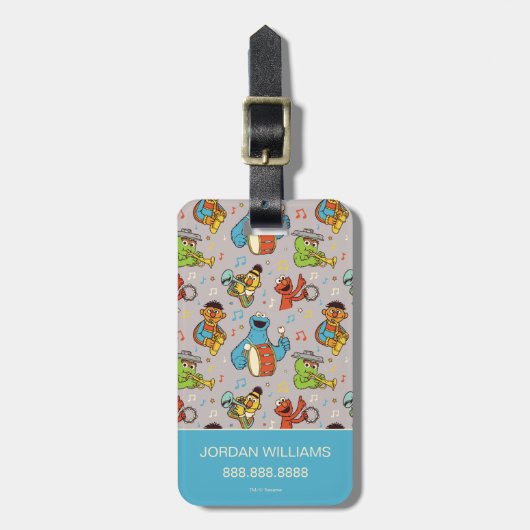 Sesame Street Band Grey Pattern Bagagelabel (Voorkant verticaal)