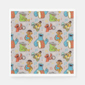 Sesame Street Band Grey Pattern Servet (Voorkant)