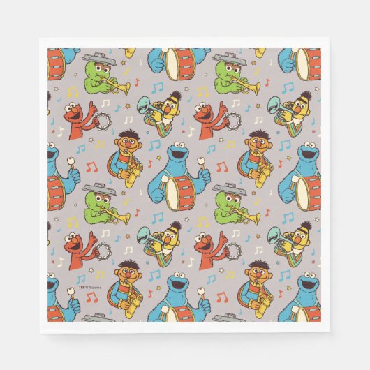Sesame Street Band Grey Pattern Servet (Voorkant)