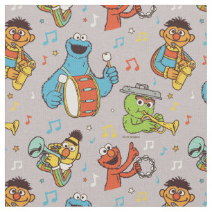 Sesame Street Band Grey Pattern Stof