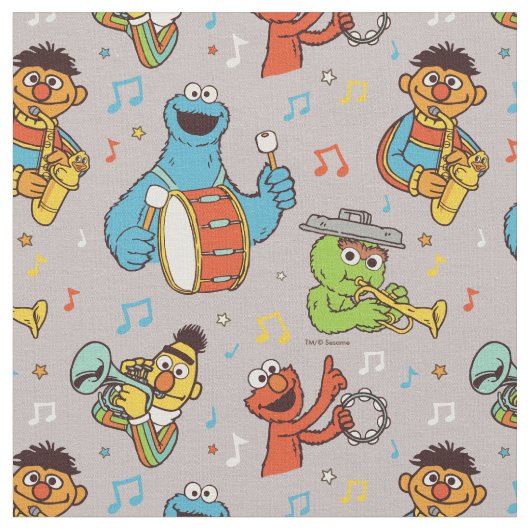 Sesame Street Band Grey Pattern Stof (Close Up)
