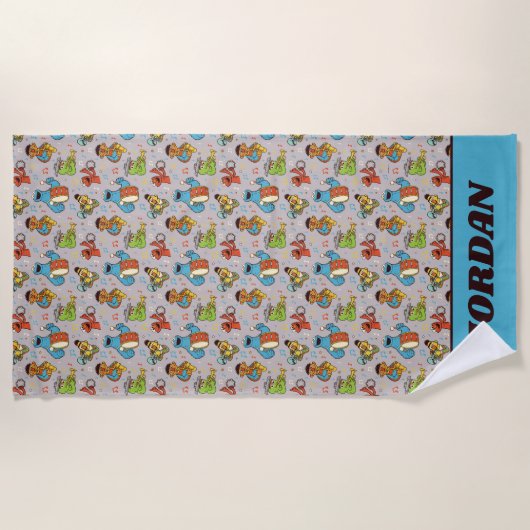 Sesame Street Band Grey Pattern Strandlaken (Voorkant)