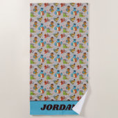Sesame Street Band Grey Pattern Strandlaken (Voorkant)