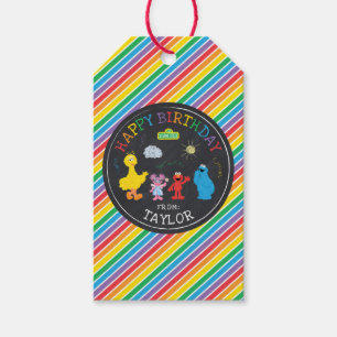 Sesame Street Chalkboard Regenboog Verjaardag Van Cadeaulabel