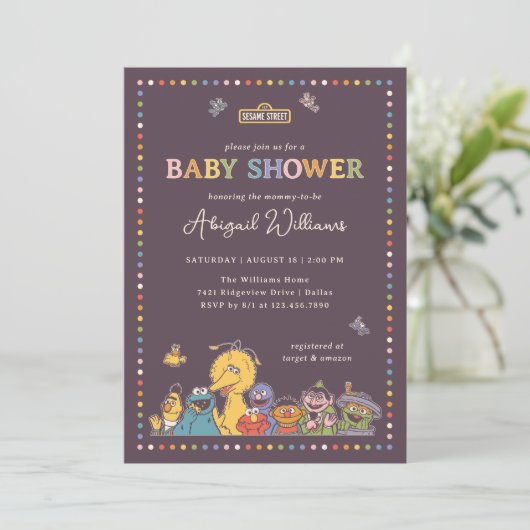  Sesame Street Character Baby shower Kaart (Staand voorkant)
