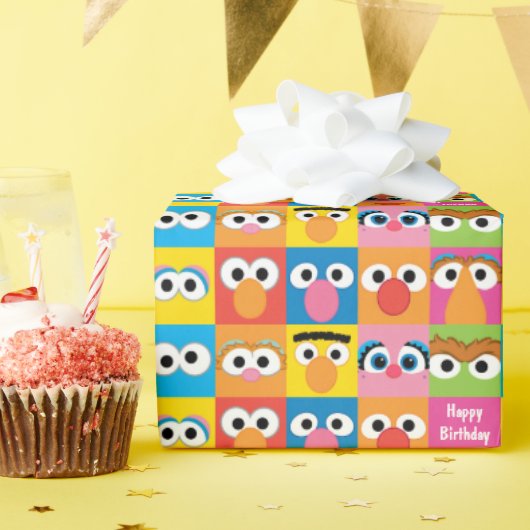 Sesame Street Character Eyes Pattern Cadeaupapier (Verjaardagsfeest)