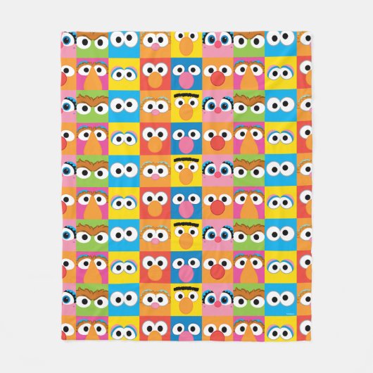 Sesame Street Character Eyes Pattern Fleece Deken (Voorkant)