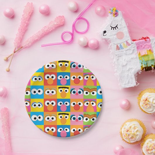 Sesame Street Character Eyes Pattern Papieren Bordje (Feest)