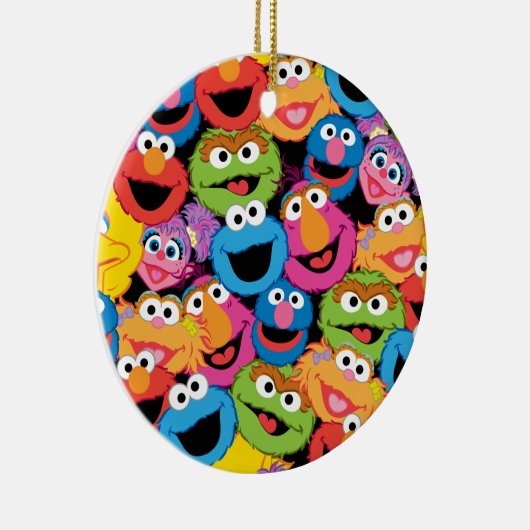 Sesame Street Character Faces Pattern Keramisch Ornament (Rechts)
