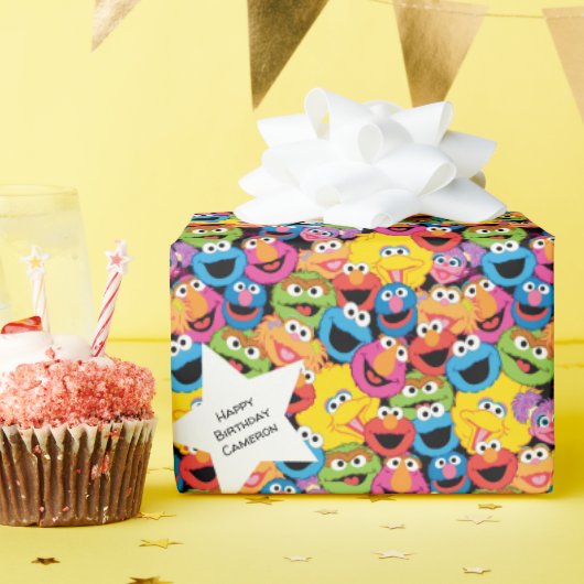 Sesame Street Character Facter Pattern Cadeaupapier (Verjaardagsfeest)