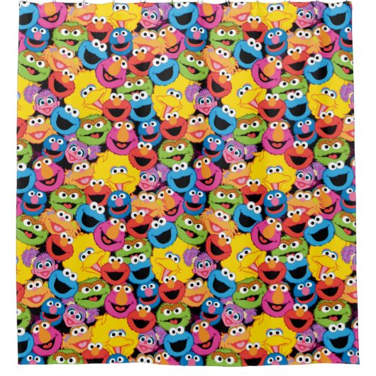 Sesame Street Character Facter Pattern Douchegordijn (Voorkant)
